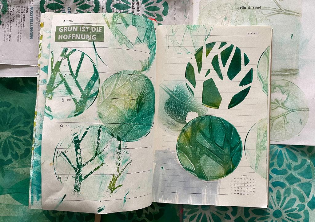 Frühlingsdruckerei grün + rund ©muellerinartstudio