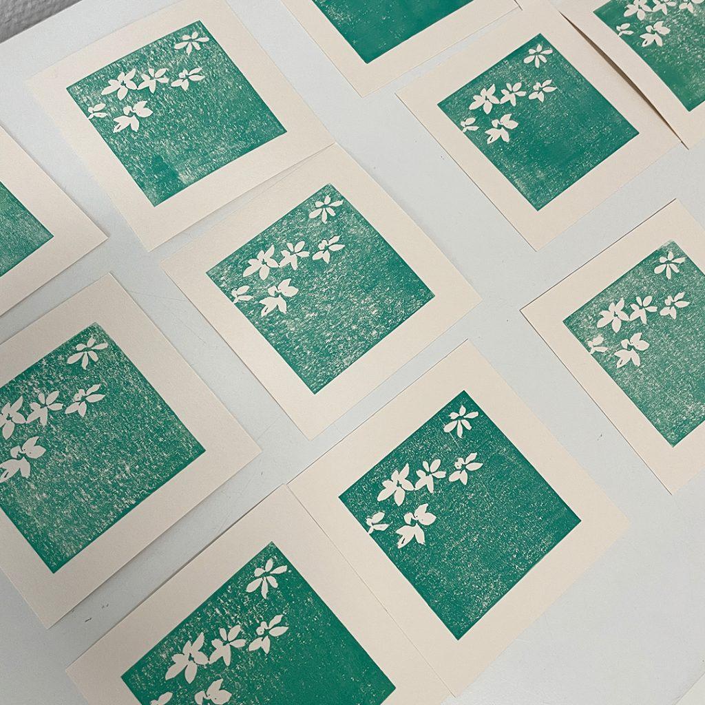Reduktionsdruck "verlorene Platte" Donate entstanden im Workshop im ©muellerinartstudio