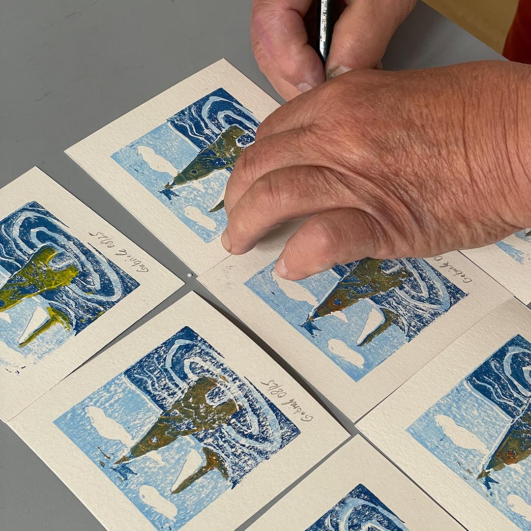 Reduktionsdruck "verlorene Platte" Gabriele entstanden im Workshop im ©muellerinartstudio