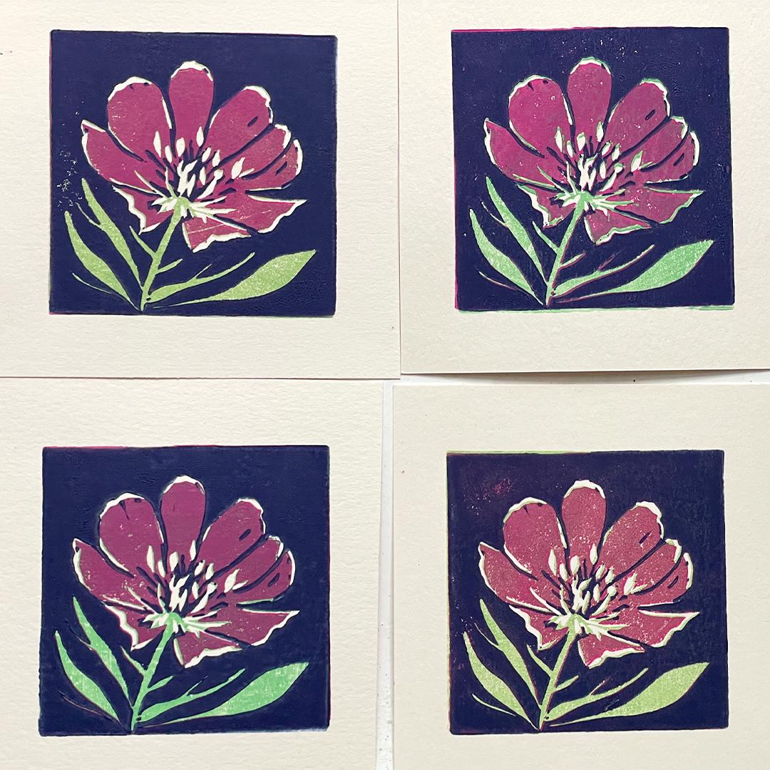 Reduktionsdruck "verlorene Platte" Johanne entstanden im Workshop im ©muellerinartstudio