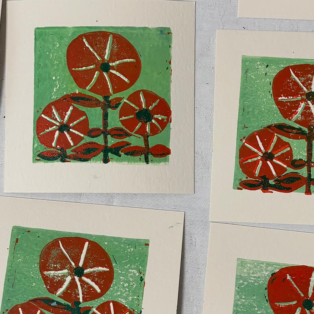 Reduktionsdruck "verlorene Platte" Katrin entstanden im Workshop im ©muellerinartstudio