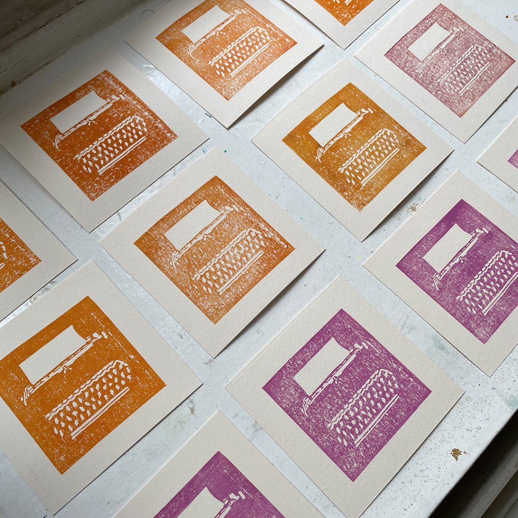 Reduktionsdruck "verlorene Platte" Manisha entstanden im Workshop im ©muellerinartstudio