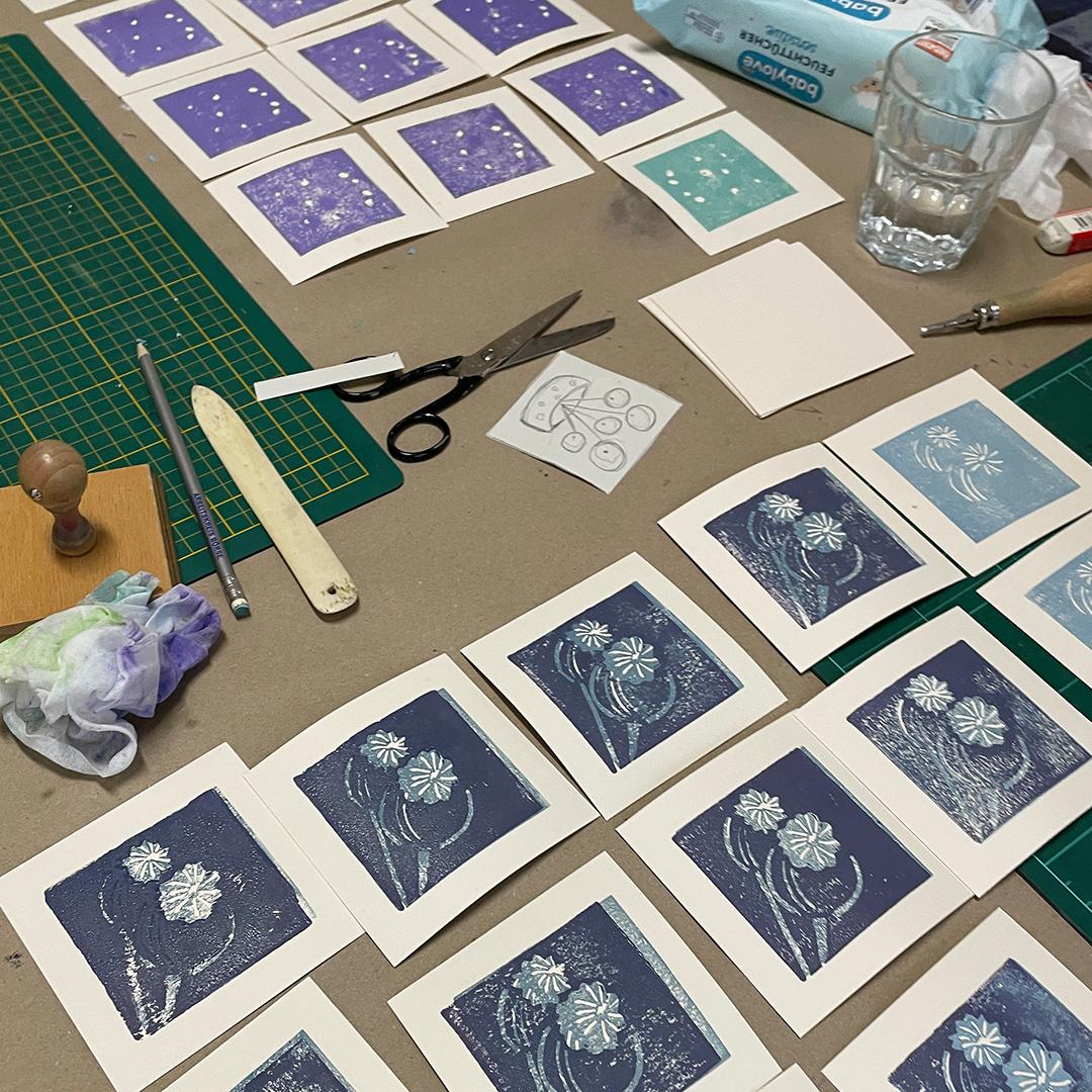 Reduktionsdruck "verlorene Platte"  im Workshop im ©muellerinartstudio