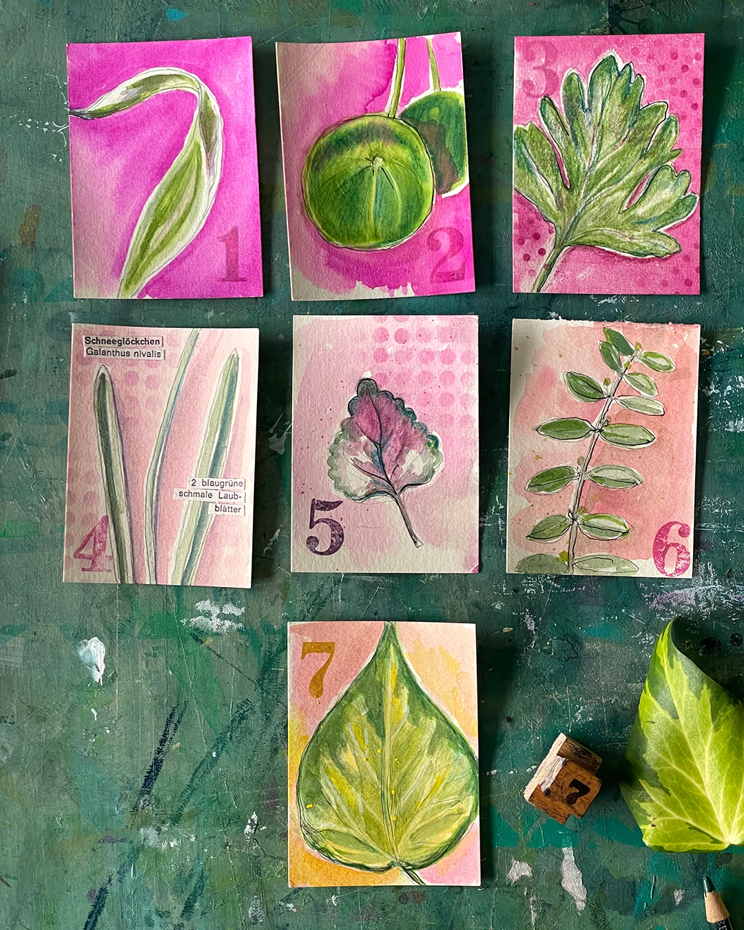 100 bunte Blätter 
die ersten 7 
©muellerinartstudio