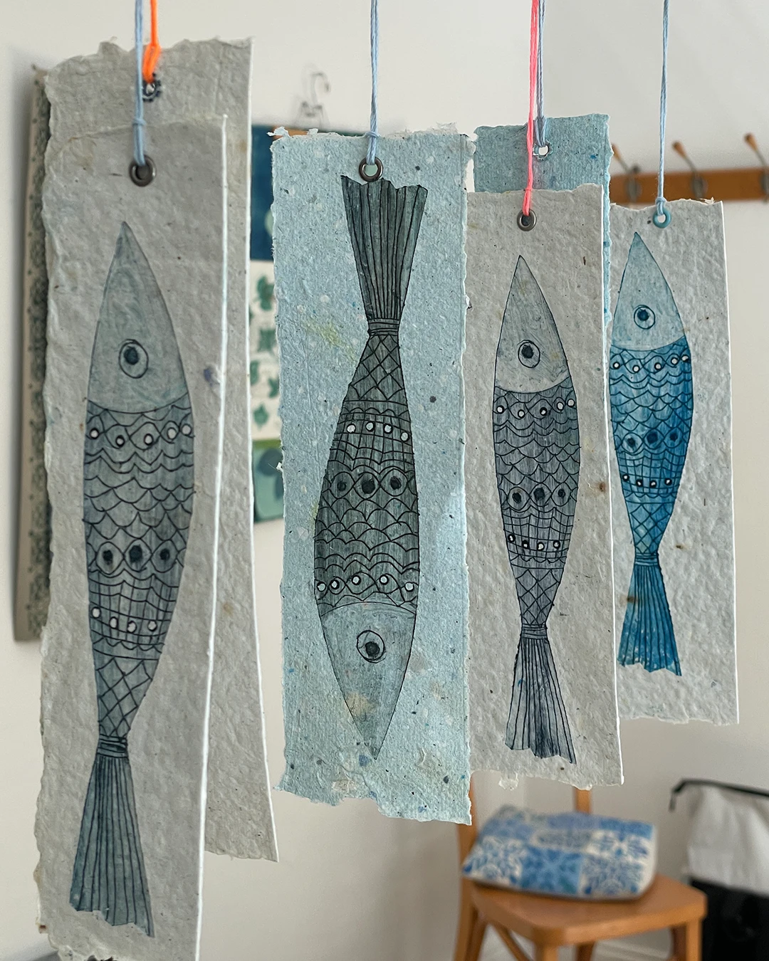 Fische Milchtütendruck auf handgeschöpftem Papier ©muellerinartstudio